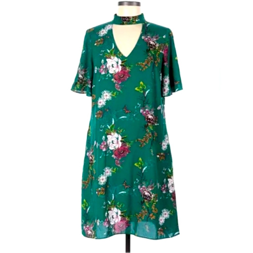 Worthington Green Floral Dress Size 16 EUC